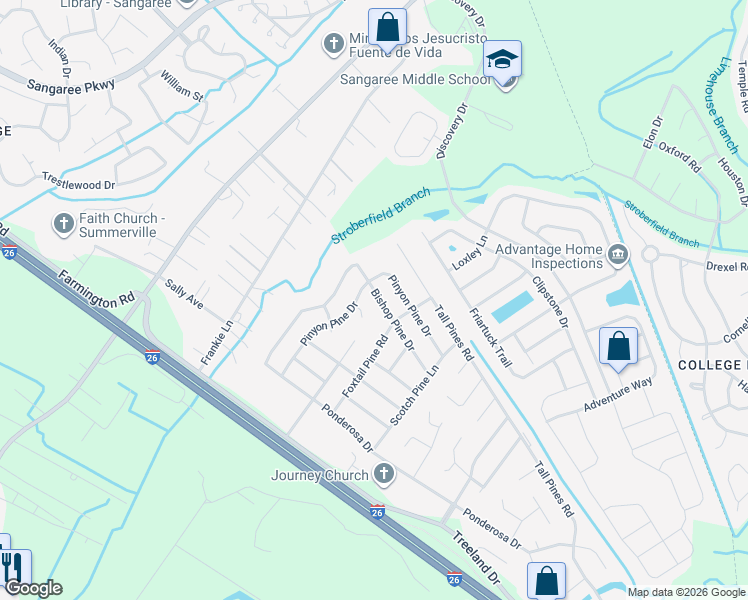 map of restaurants, bars, coffee shops, grocery stores, and more near 1322 Bishop Pine Drive in Ladson