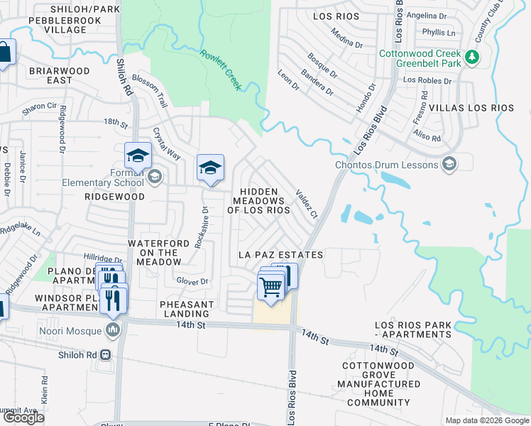 map of restaurants, bars, coffee shops, grocery stores, and more near 3924 Coronado Drive in Plano