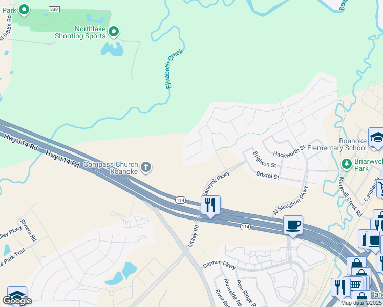 map of restaurants, bars, coffee shops, grocery stores, and more near 927 Bentley Drive in Roanoke