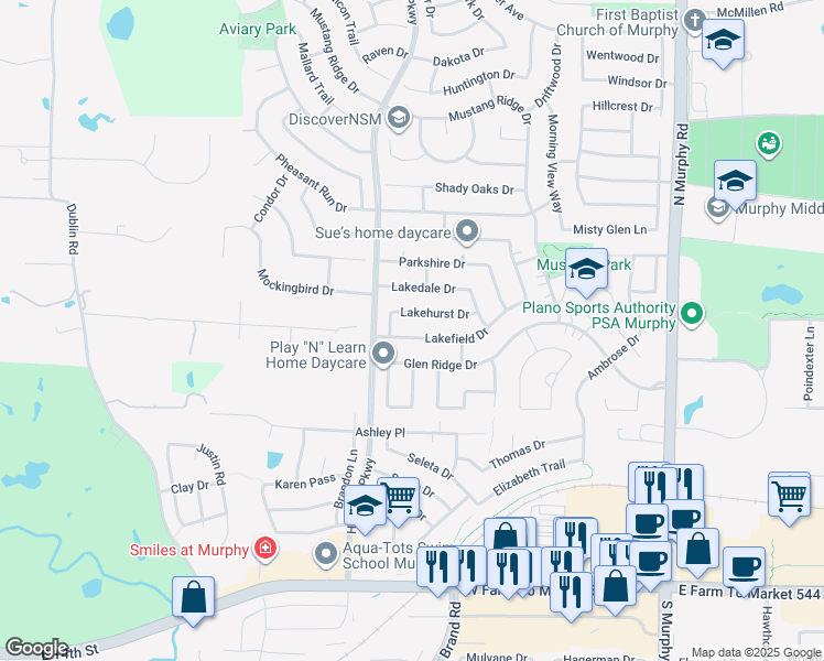map of restaurants, bars, coffee shops, grocery stores, and more near 455 Lakefield Drive in Murphy