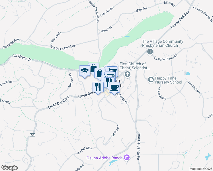 map of restaurants, bars, coffee shops, grocery stores, and more near 5978 Paseo Delicias in Rancho Santa Fe