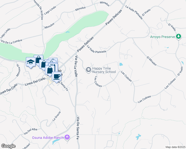 map of restaurants, bars, coffee shops, grocery stores, and more near 6347 Las Colinas in Rancho Santa Fe
