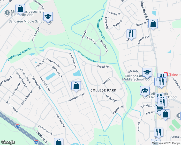 map of restaurants, bars, coffee shops, grocery stores, and more near 108 Columbia Drive in Ladson