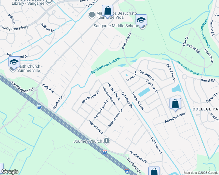 map of restaurants, bars, coffee shops, grocery stores, and more near 1320 Pinyon Pine Drive in Ladson