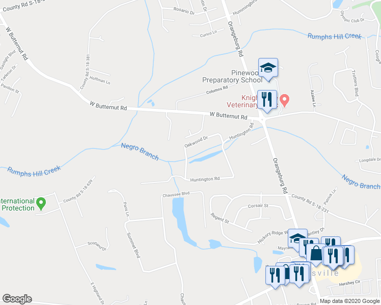 map of restaurants, bars, coffee shops, grocery stores, and more near 209 Oakwood Drive in Summerville