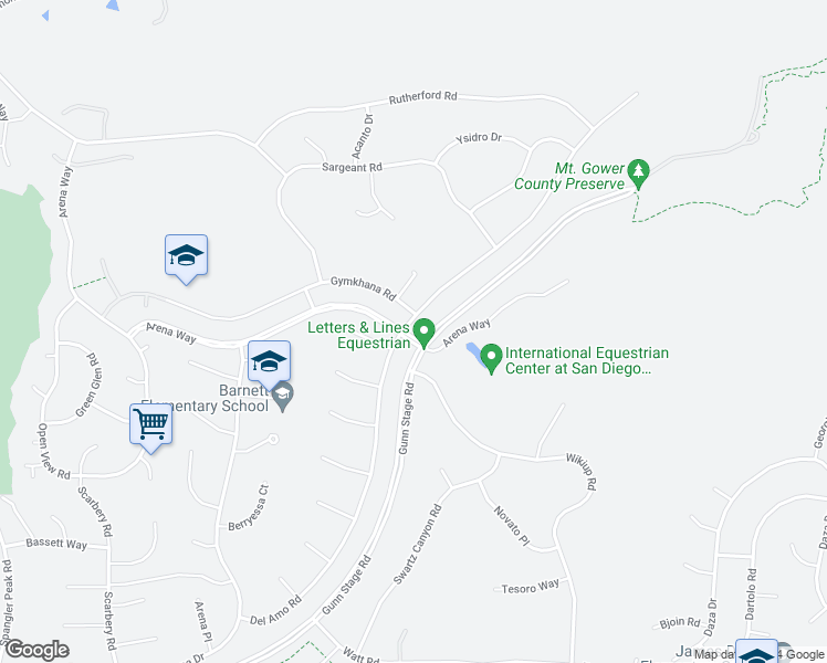 map of restaurants, bars, coffee shops, grocery stores, and more near 24301 Del Amo Road in Ramona