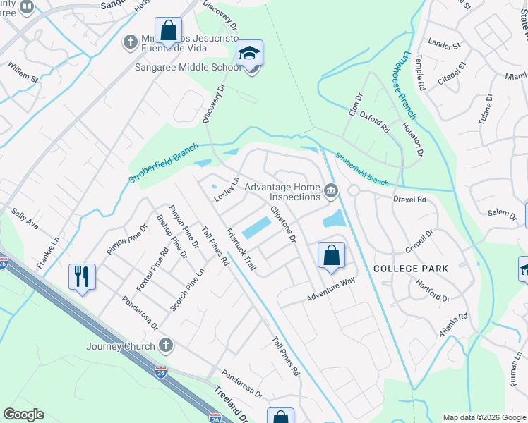 map of restaurants, bars, coffee shops, grocery stores, and more near 2043 Clipstone Drive in Ladson