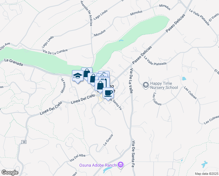 map of restaurants, bars, coffee shops, grocery stores, and more near 6113 Paseo Delicias in Rancho Santa Fe