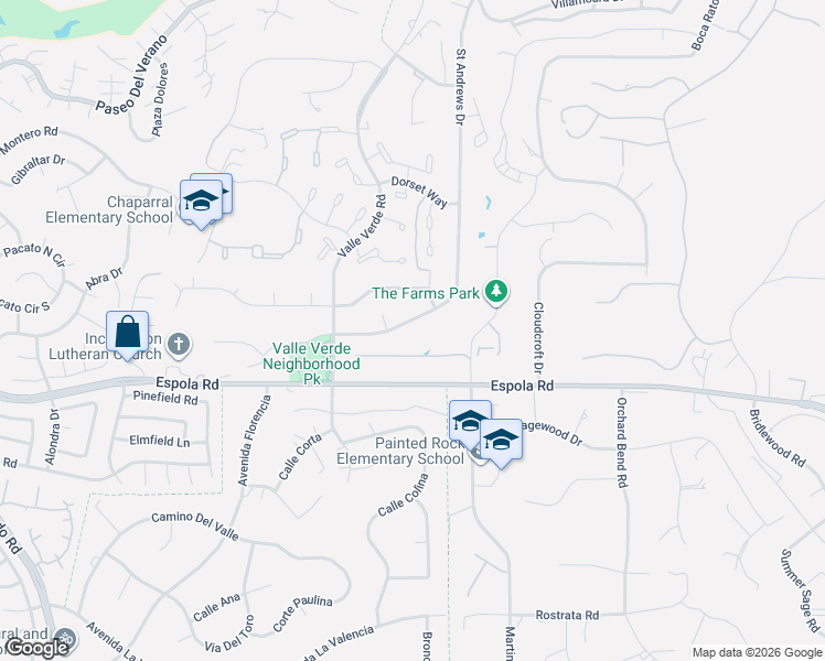 map of restaurants, bars, coffee shops, grocery stores, and more near 17030 Saint Andrews Drive in Poway