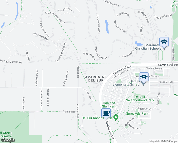 map of restaurants, bars, coffee shops, grocery stores, and more near 15609 Hayden Lake Place in San Diego