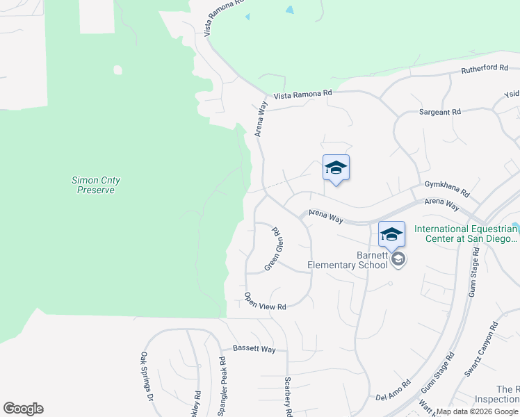 map of restaurants, bars, coffee shops, grocery stores, and more near 16350 Open View Road in Ramona