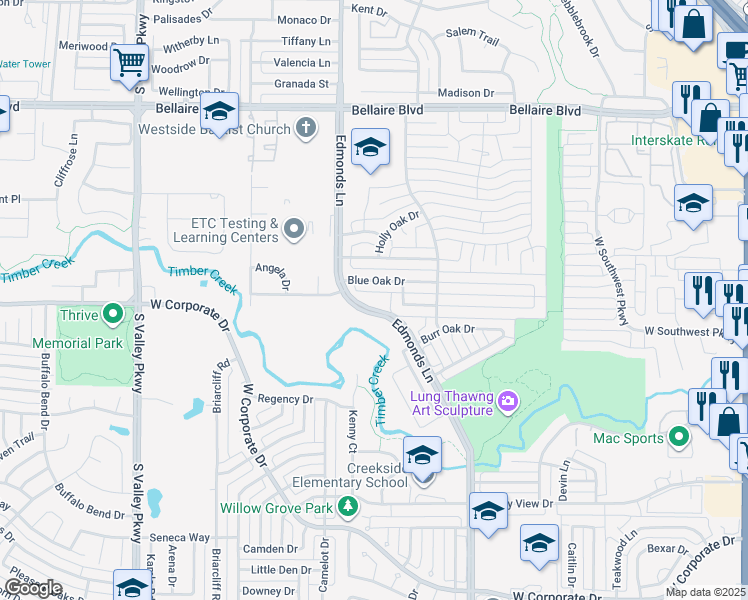 map of restaurants, bars, coffee shops, grocery stores, and more near 828 Blue Oak Drive in Lewisville