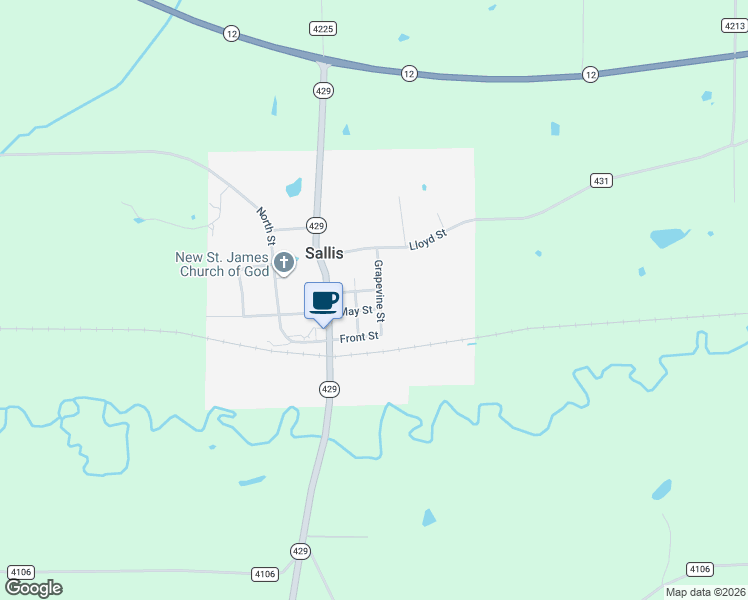 map of restaurants, bars, coffee shops, grocery stores, and more near 6536 Grapevine Street in Sallis