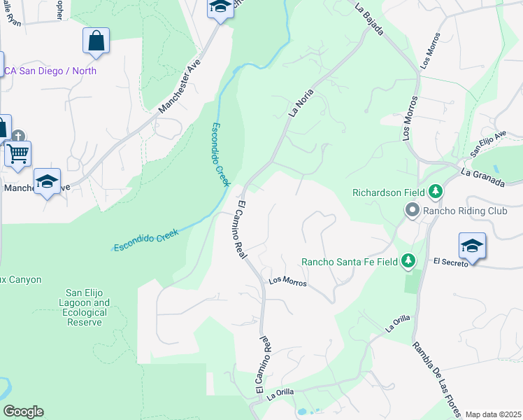 map of restaurants, bars, coffee shops, grocery stores, and more near 4390 CM Privado in Rancho Santa Fe