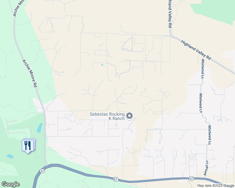 map of restaurants, bars, coffee shops, grocery stores, and more near 17770 Jessie James Lane in Ramona
