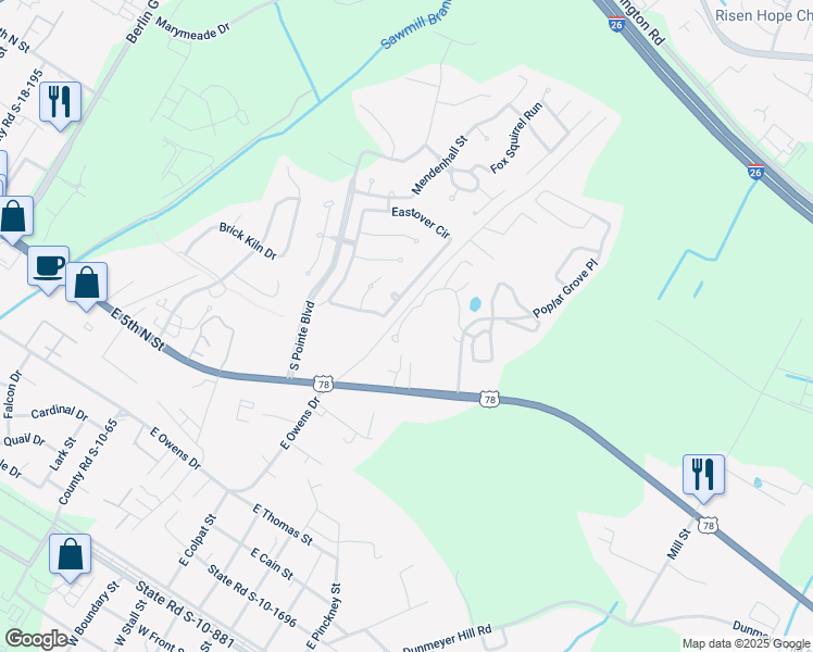 map of restaurants, bars, coffee shops, grocery stores, and more near 1101 Pine Bluff Drive in Summerville