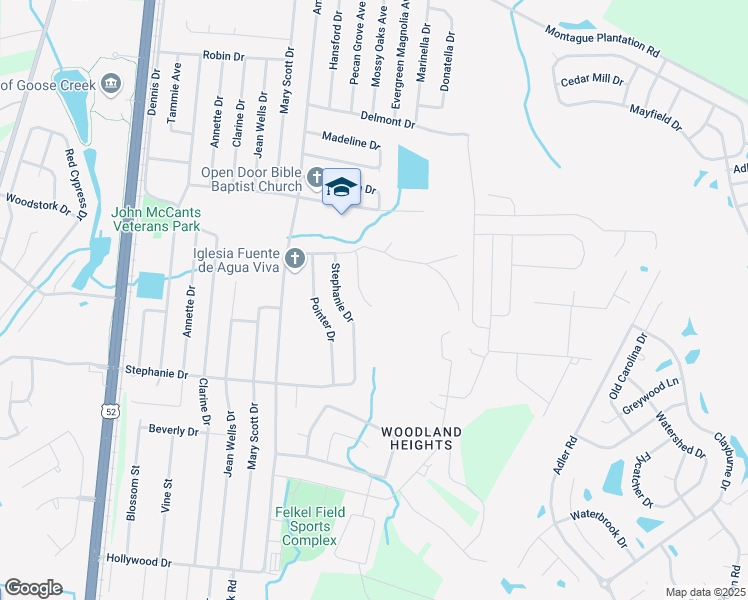 map of restaurants, bars, coffee shops, grocery stores, and more near in Goose Creek