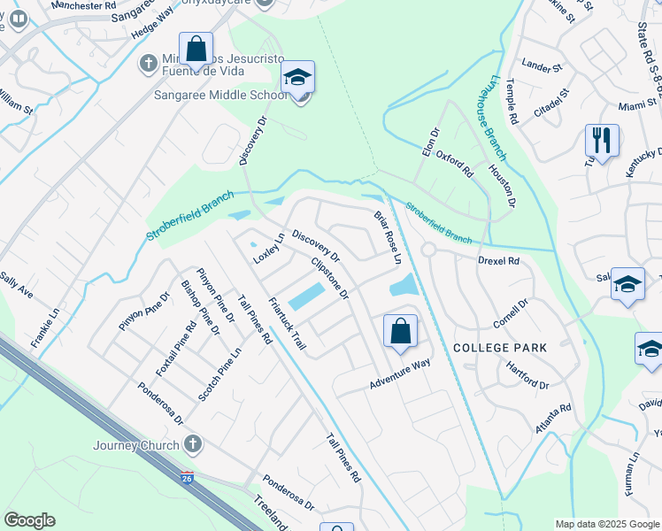 map of restaurants, bars, coffee shops, grocery stores, and more near 2056 Clipstone Drive in Ladson