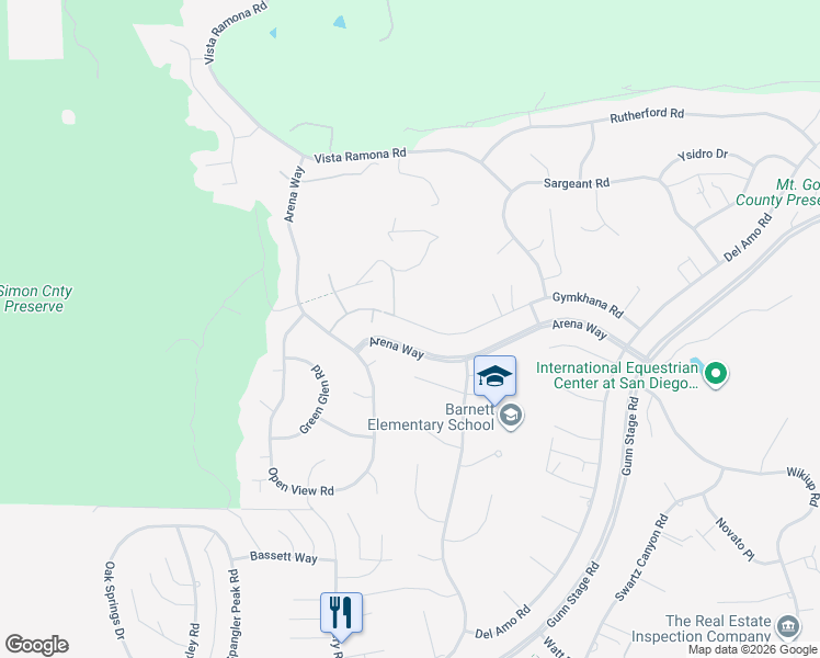 map of restaurants, bars, coffee shops, grocery stores, and more near 23742 Gymkhana Road in Ramona