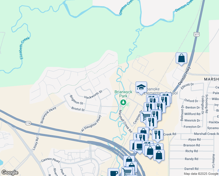 map of restaurants, bars, coffee shops, grocery stores, and more near 1217 Hackworth Street in Roanoke