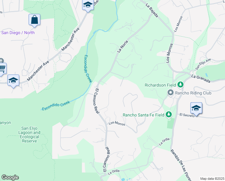 map of restaurants, bars, coffee shops, grocery stores, and more near 4397 CM Privado in Rancho Santa Fe