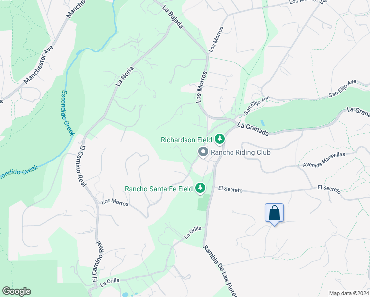 map of restaurants, bars, coffee shops, grocery stores, and more near 4728 El Aspecto in Rancho Santa Fe