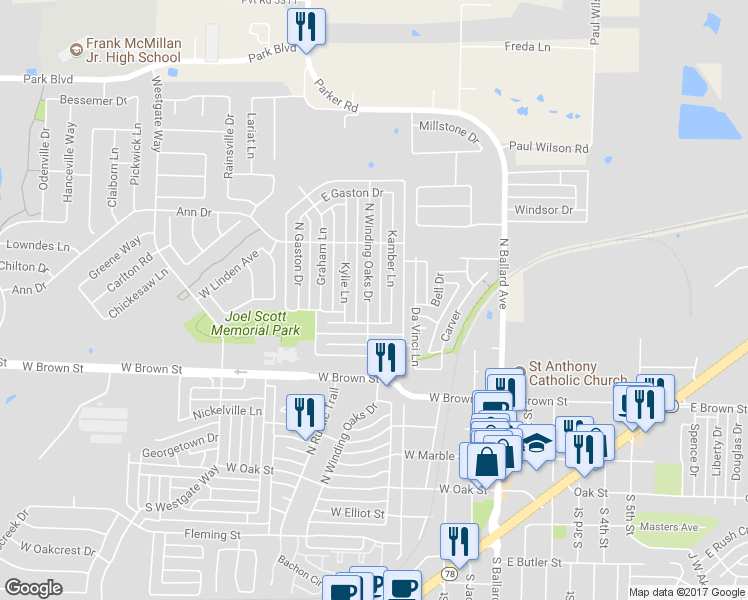 map of restaurants, bars, coffee shops, grocery stores, and more near 408 North Winding Oaks Drive in Wylie