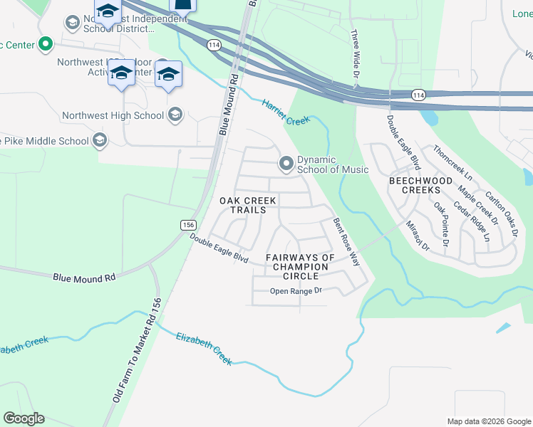 map of restaurants, bars, coffee shops, grocery stores, and more near 15760 Buffalo Nickel Drive in Fort Worth