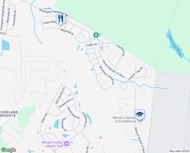 map of restaurants, bars, coffee shops, grocery stores, and more near 538 Mountain Laurel Circle in Goose Creek