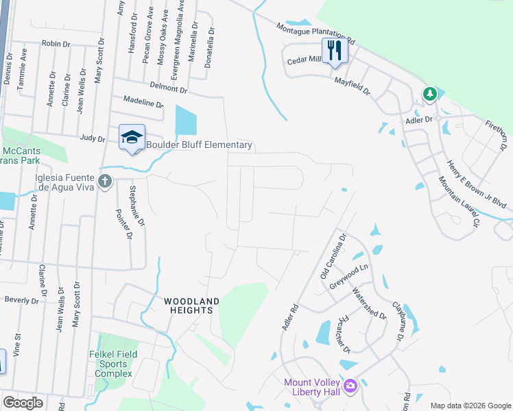 map of restaurants, bars, coffee shops, grocery stores, and more near 520 Adalina Drive in Goose Creek