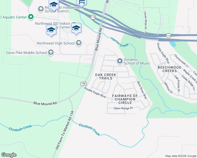 map of restaurants, bars, coffee shops, grocery stores, and more near 15737 Wheelwright Lane in Fort Worth