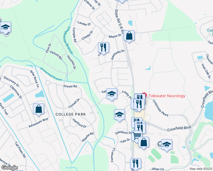 map of restaurants, bars, coffee shops, grocery stores, and more near 408 Marquette Lane in Ladson