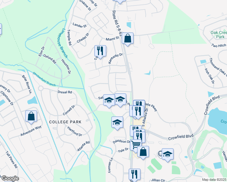 map of restaurants, bars, coffee shops, grocery stores, and more near 1398 South University Drive in Ladson