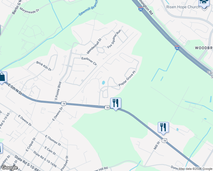 map of restaurants, bars, coffee shops, grocery stores, and more near 100 Yellow Hawthorn Circle in Summerville