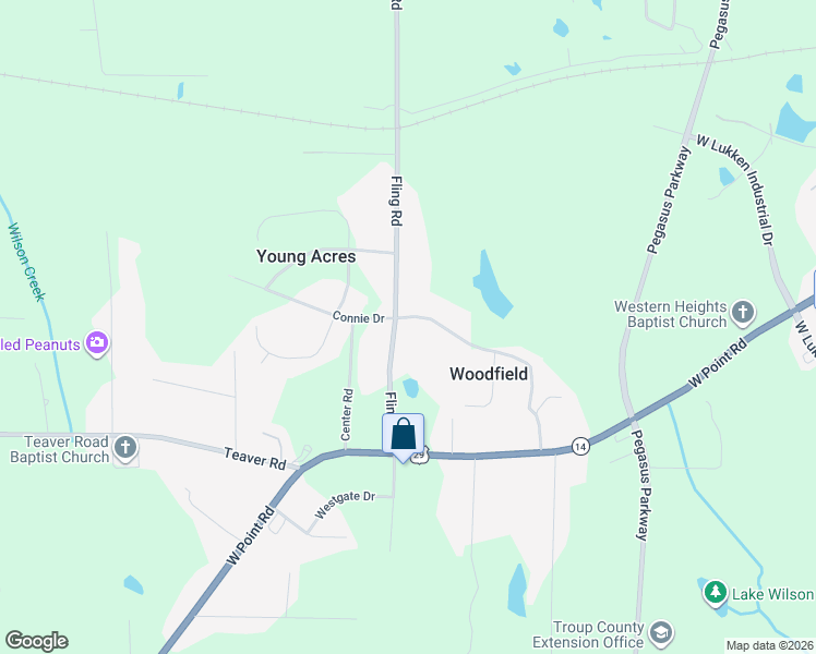 map of restaurants, bars, coffee shops, grocery stores, and more near 441 Fling Road in LaGrange