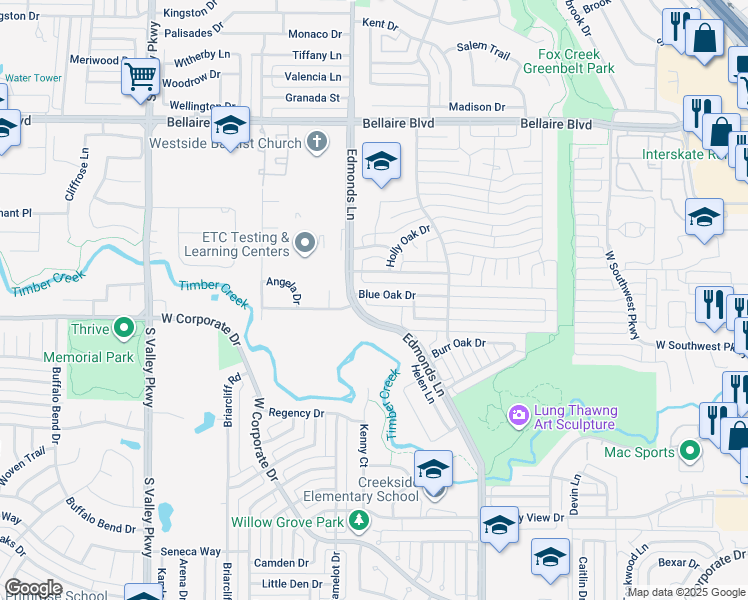 map of restaurants, bars, coffee shops, grocery stores, and more near 828 Blue Oak Drive in Lewisville