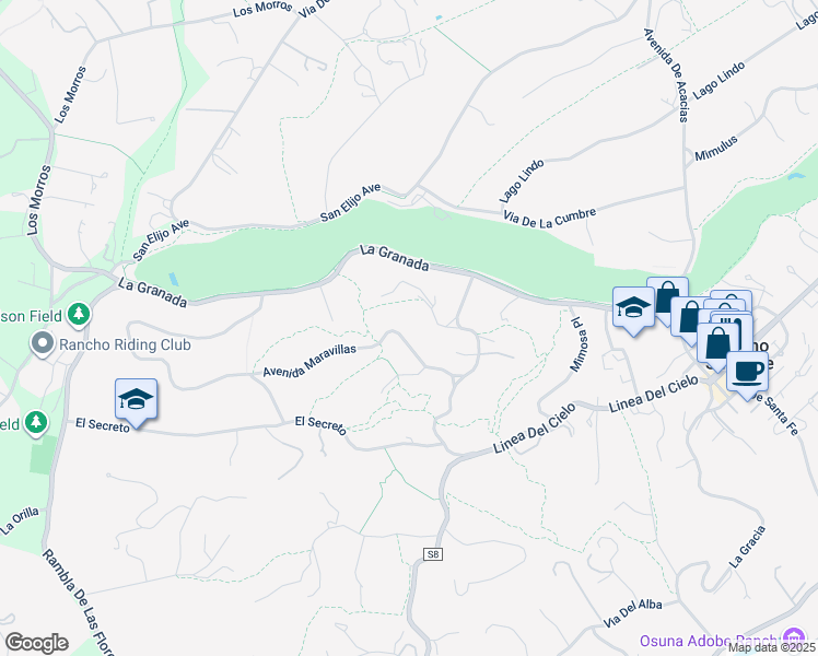 map of restaurants, bars, coffee shops, grocery stores, and more near 5508 Avenida Maravillas in Rancho Santa Fe