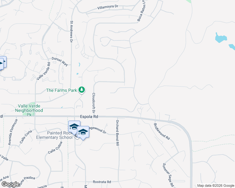 map of restaurants, bars, coffee shops, grocery stores, and more near 13649 White Rock Station Road in Poway