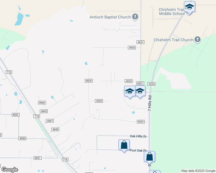 map of restaurants, bars, coffee shops, grocery stores, and more near 289 County Road 4655 in Rhome