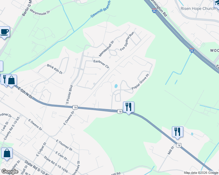 map of restaurants, bars, coffee shops, grocery stores, and more near 300 Pine Bluff Drive in Summerville
