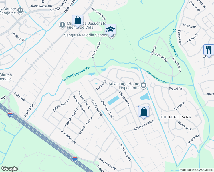 map of restaurants, bars, coffee shops, grocery stores, and more near 4010 Broken Arrow Drive in Ladson