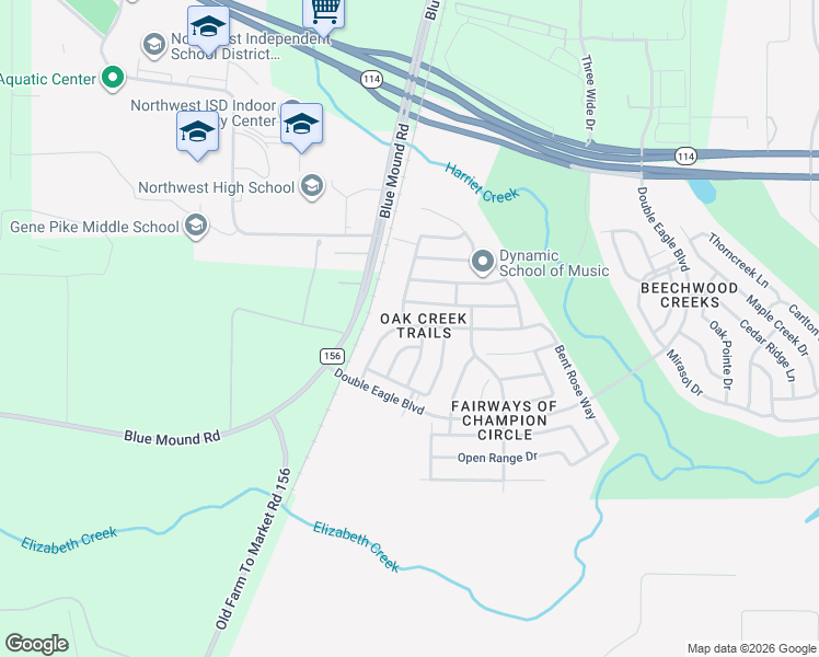 map of restaurants, bars, coffee shops, grocery stores, and more near 15737 Wheelwright Lane in Fort Worth