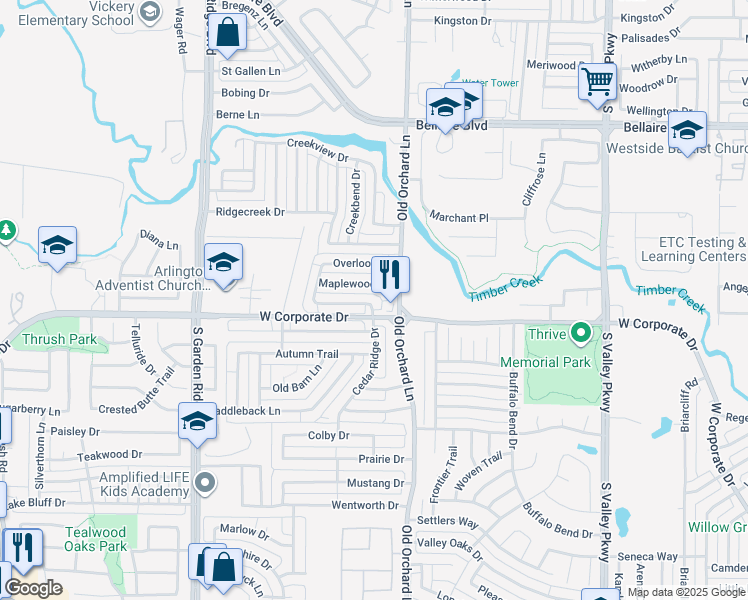 map of restaurants, bars, coffee shops, grocery stores, and more near 1307 Cedar Ridge Drive in Lewisville