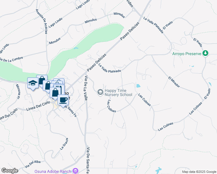 map of restaurants, bars, coffee shops, grocery stores, and more near 6372 Las Colinas in Rancho Santa Fe