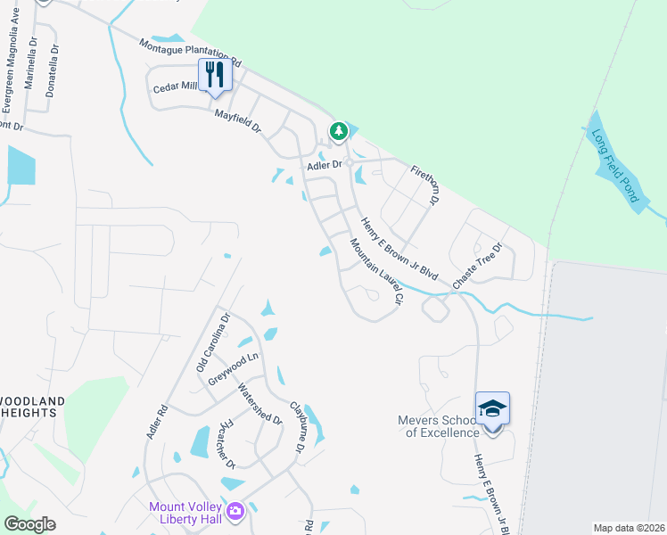 map of restaurants, bars, coffee shops, grocery stores, and more near 538 Mountain Laurel Circle in Goose Creek