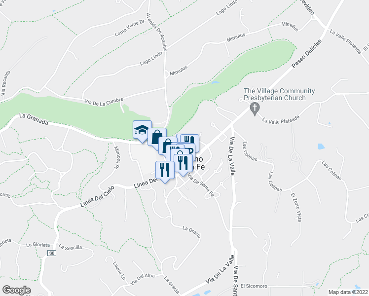 map of restaurants, bars, coffee shops, grocery stores, and more near 6112 El Tordo in Rancho Santa Fe
