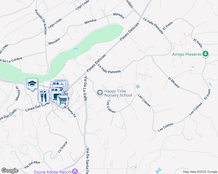 map of restaurants, bars, coffee shops, grocery stores, and more near 6372 Las Colinas in Rancho Santa Fe