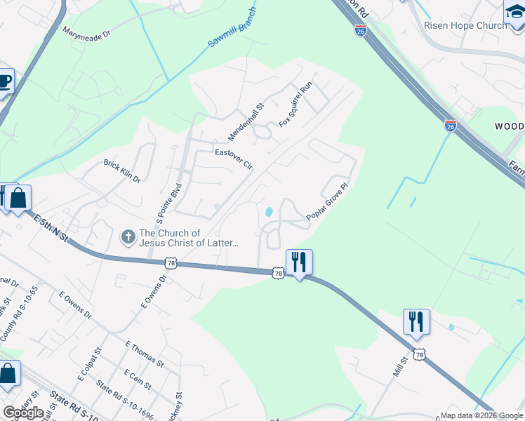 map of restaurants, bars, coffee shops, grocery stores, and more near 502 Pine Bluff Drive in Summerville