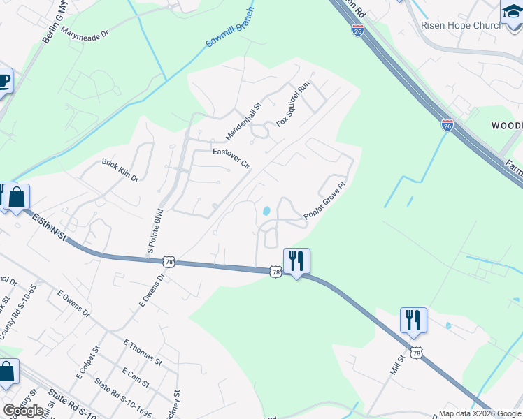 map of restaurants, bars, coffee shops, grocery stores, and more near 100 Yellow Hawthorn Circle in Summerville