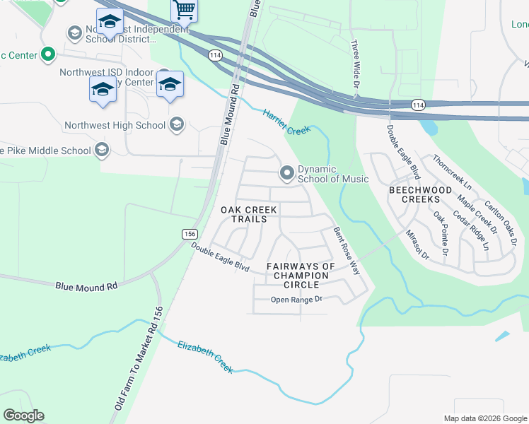 map of restaurants, bars, coffee shops, grocery stores, and more near 15760 Buffalo Nickel Drive in Fort Worth